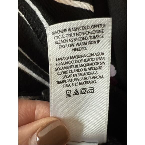 Terra & Sky Women's 2X Whimsigoth Purple Floral Stripe Lace Up Back Tunic Blouse - Picture 7 of 11